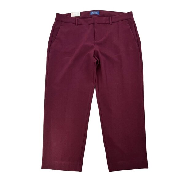 Old Navy Womens Harper Cropped Straight Leg Dress Pants Wine Sz 14 New - Picture 1 of 10